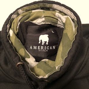 American Stitch Black Camouflage Funnel Neck Cowl Neck Sweatshirt Sweater Sz L